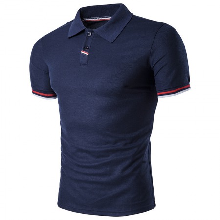 Summer New Men's Lapel Shirt Color Matching Short-Sleeved Loose Casual T-Shirt